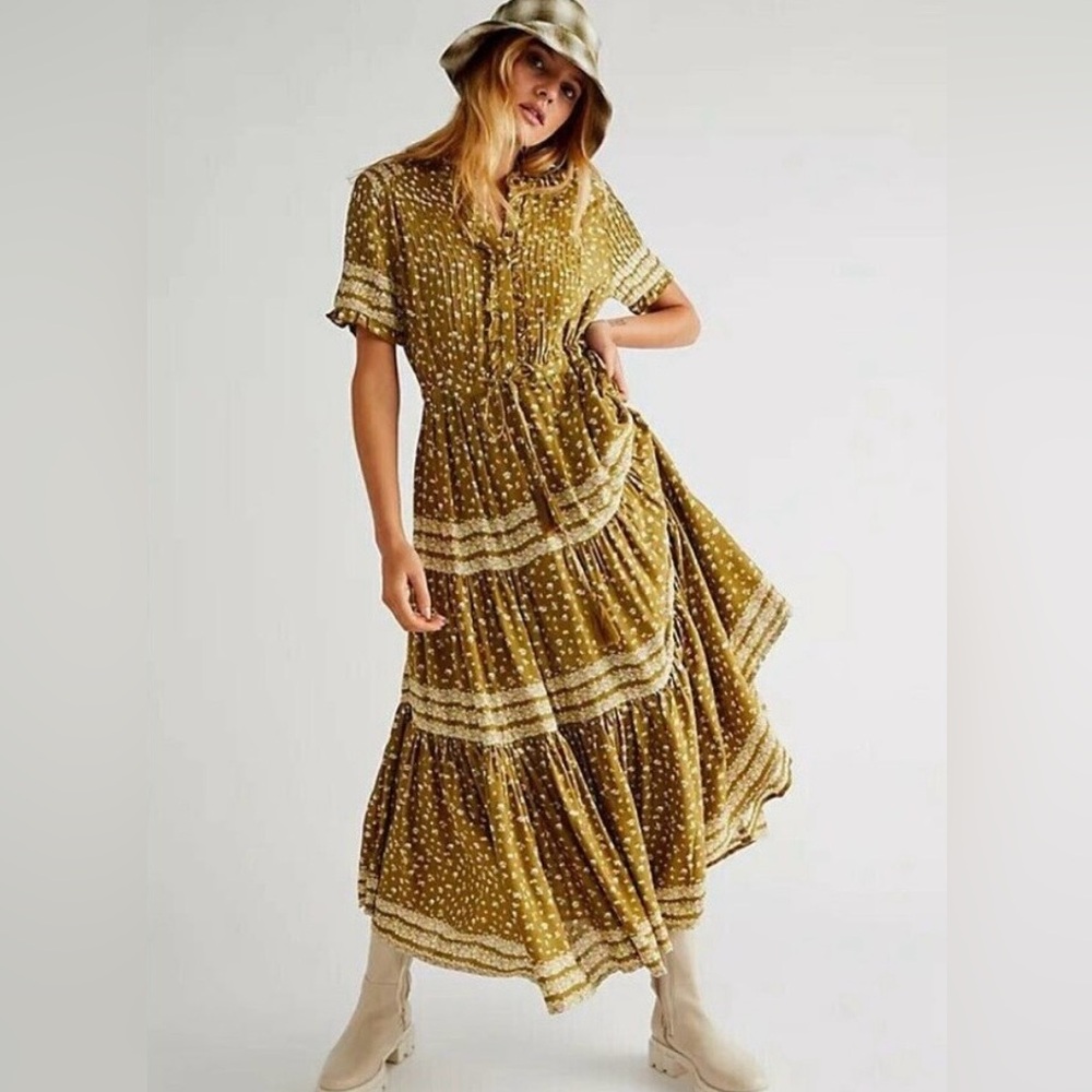 [free people] rare feeling olive green boho dress